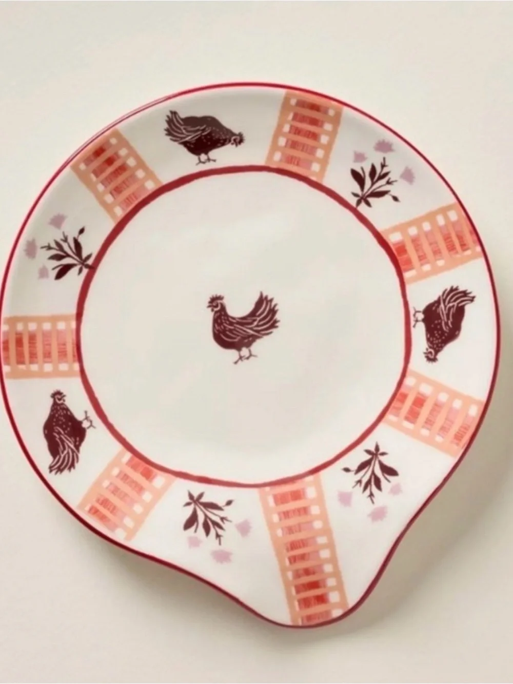 Anthropologie Millie Spoon Rest Chicken Orange Kitchen Decor, NIB